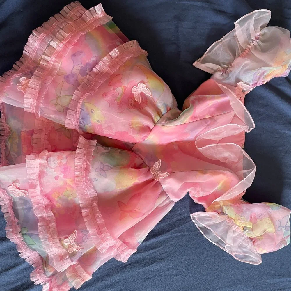 Dolls Kill x Care Bears Organza Printed Mini Dress - Pink - Picture 2 of 9
